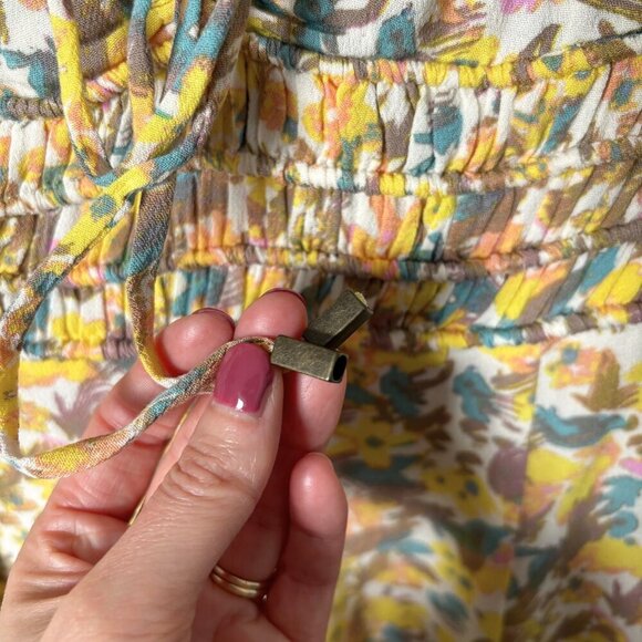 Free People Forget Me Not Yellow Mini Dress Womens Size 0 Floral Boho - Picture 5 of 15